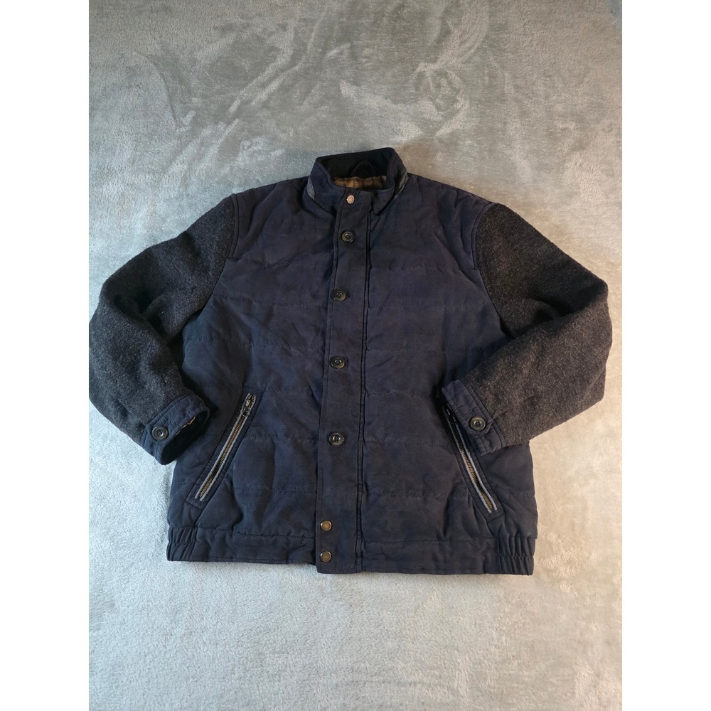 Johnston & Murphy Jacket Mens Medium Navy Blue Quilted Wool Blend Mixed Media